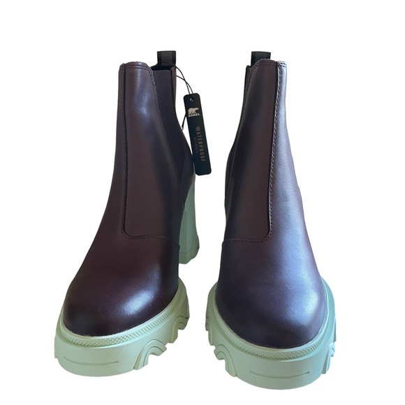 Sorel Brex Heel Chelsea Leather Bootie In Cinder Sea Sprite Size 9.5 - Picture 5 of 13